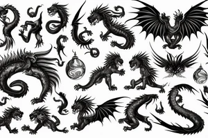 vertical
dragon and lion
lions mane
dragon wings
Dragons claws
pegasus
abstract negative space
divinely illuminated
dark
shaaman with snowglobe
trippy
drugs tattoo idea