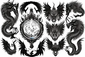 vertical
dragon and lion
lions mane
dragon wings
Dragons claws
pegasus
abstract negative space
divinely illuminated
dark
shaaman with snowglobe
trippy
drugs tattoo idea