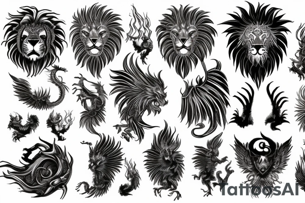 vertical
dragon and lion
lions mane
dragon wings
Dragons claws
pegasus
abstract negative space
divinely illuminated
dark
shaaman with snowglobe
trippy
drugs tattoo idea