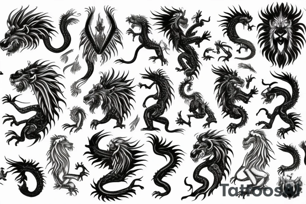 vertical
dragon and lion
lions mane
dragon wings
Dragons claws
pegasus
abstract negative space
divinely illuminated
dark
shaaman with snowglobe
trippy
drugs tattoo idea