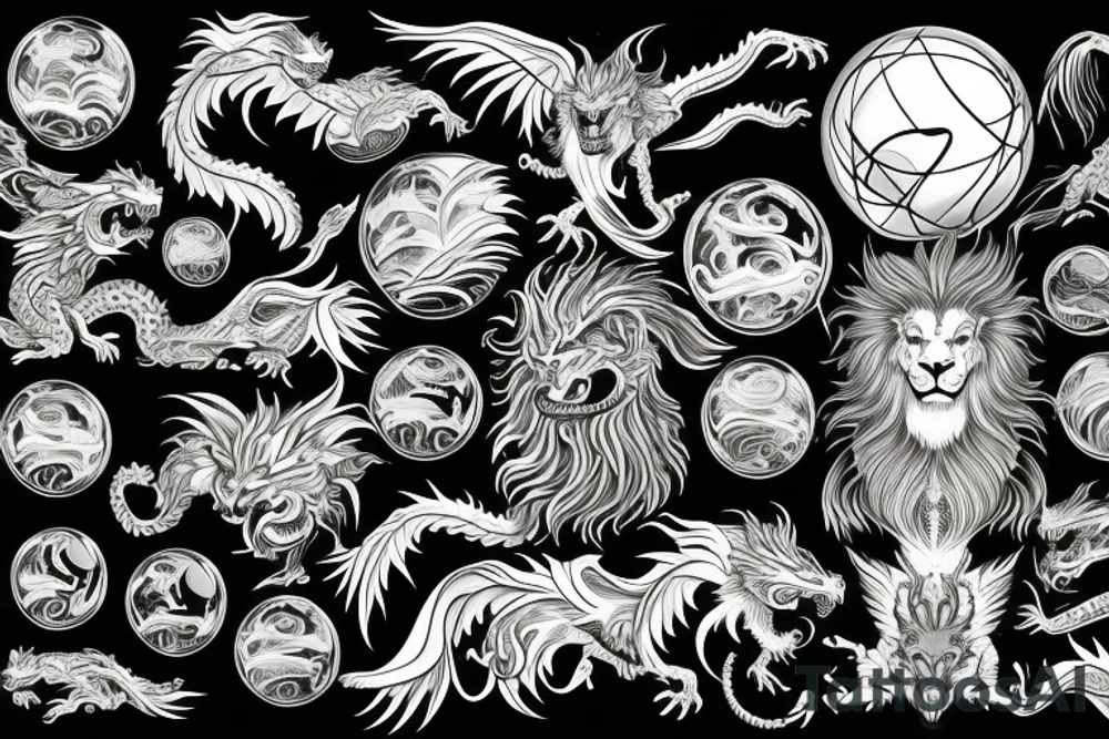 vertical
dragon and lion
lions mane
dragon wings
Dragons claws
pegasus
abstract negative space
divinely illuminated
dark
shaaman with snowglobe
trippy
drugs tattoo idea