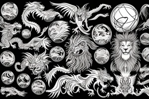 vertical
dragon and lion
lions mane
dragon wings
Dragons claws
pegasus
abstract negative space
divinely illuminated
dark
shaaman with snowglobe
trippy
drugs tattoo idea