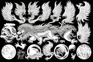 vertical
dragon and lion
lions mane
dragon wings
Dragons claws
pegasus
abstract negative space
divinely illuminated
dark
shaaman with snowglobe
trippy
drugs tattoo idea