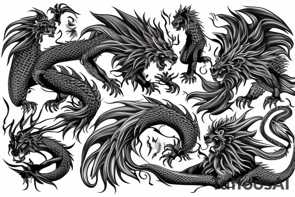 vertical
dragon and lion
lions mane
dragon wings
Dragons claws
pegasus
abstract negative space
divinely illuminated
dark
shaaman with snowglobe
trippy
drugs tattoo idea