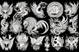 vertical
dragon and lion
lions mane
dragon wings
Dragons claws
pegasus
abstract negative space
divinely illuminated
dark
shaaman with snowglobe
trippy
drugs tattoo idea