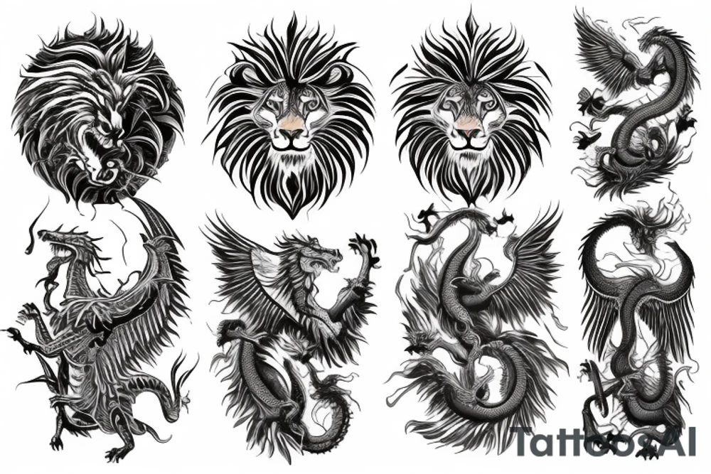 vertical
dragon and lion
lions mane
dragon wings
Dragons claws
pegasus
abstract negative space
divinely illuminated
dark
shaaman with snowglobe
trippy
drugs tattoo idea