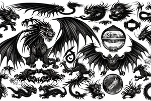 vertical
dragon and lion
lions mane
dragon wings
Dragons claws
pegasus
abstract negative space
divinely illuminated
dark
shaaman with snowglobe
trippy
drugs tattoo idea