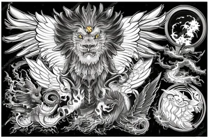 vertical
dragon and lion
lions mane
dragon wings
Dragons claws
pegasus
abstract negative space
divinely illuminated
dark
shaaman with snowglobe
trippy
drugs tattoo idea
