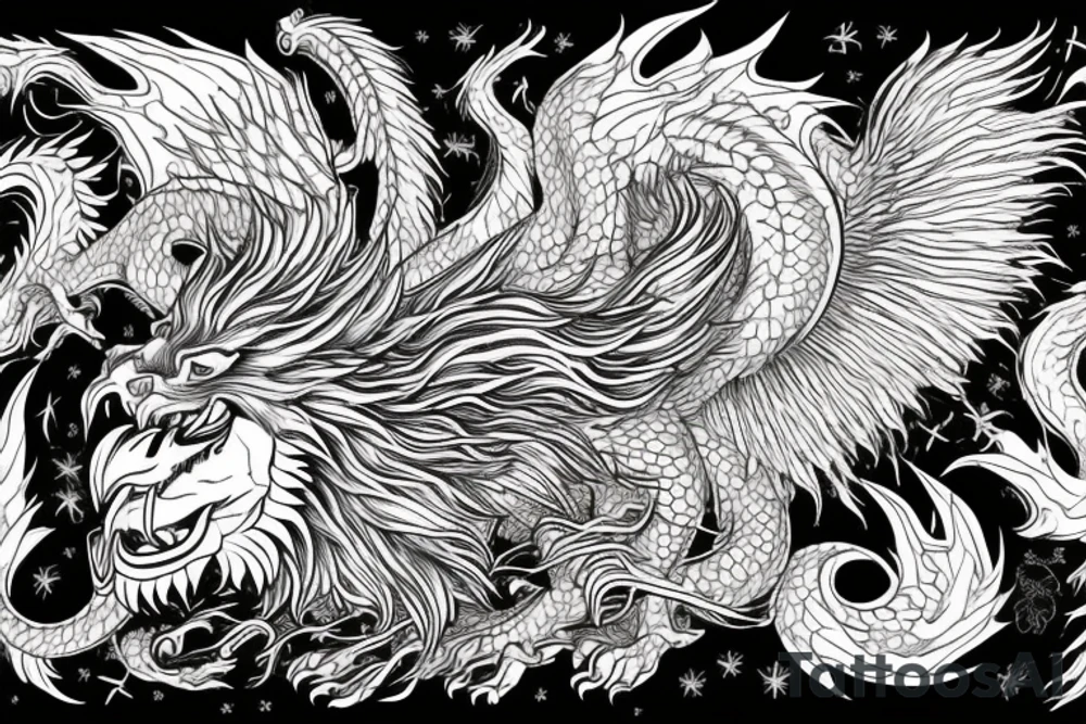 vertical
dragon and lion
lions mane
dragon wings
Dragons claws
pegasus
abstract negative space
divinely illuminated
dark
shaaman with snowglobe
trippy
drugs tattoo idea