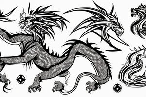 dragon and lion pegasis running tattoo idea
