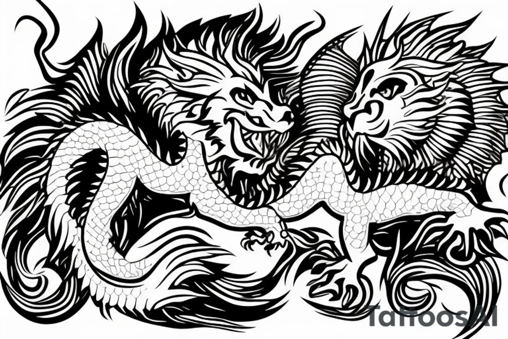 dragon and lion Pegasis running tattoo idea