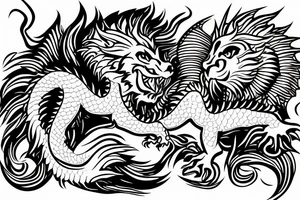 dragon and lion Pegasis running tattoo idea