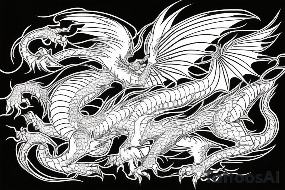 dragon lion Pegasis running
lions main
dragon claws
wings
full stretch like cat tattoo idea