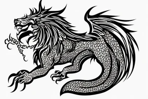 dragon lion Pegasus running
lions main
dragon claws
wings
full stretch like cat tattoo idea