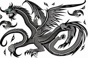 dragon lion Pegasus running
lions main
dragon claws
wings
full stretch like cat tattoo idea