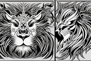 dragon lion Pegasus 
dragon and lion faces mixed
running
lions main
dragon claws
wings
snake like
entire pegasus tattoo idea