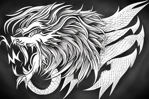 dragon lion Pegasus 
dragon and lion faces mixed
running
lions main
dragon claws
wings
snake like
entire pegasus tattoo idea