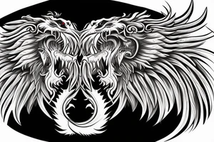 dragon lion Pegasus 
dragon and lion faces mixed
running
lions main
dragon claws
wings
snake like
entire pegasus tattoo idea