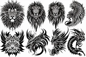 dragon lion Pegasus 
dragon and lion faces mixed
running
lions main
dragon claws
wings
snake like
twisting
entire pegasus
abstract negative space
trippy tattoo idea