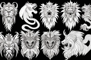 dragon lion Pegasus 
dragon and lion faces mixed
running
lions main
dragon claws
wings
snake like
twisting
entire pegasus
abstract negative space
trippy tattoo idea
