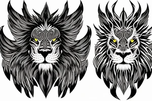 dragon lion Pegasus 
dragon and lion faces mixed
running
lions main
dragon claws
wings
twisting
entire pegasus
abstract negative space
trippy
dark tattoo idea