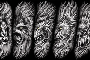 dragon lion Pegasus 
dragon and lion faces mixed
running
lions main
hair like dragon scales
dragon claws
wings
twisting
entire pegasus
abstract negative space
trippy
dark tattoo idea