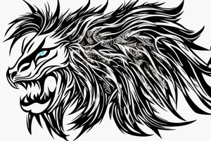 dragon lion Pegasus 
dragon and lion faces mixed
running
lions main
hair like dragon scales
dragon claws
wings
twisting
entire pegasus
abstract negative space
trippy
dark tattoo idea
