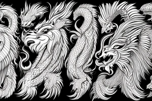 dragon lion Pegasus 
dragon and lion faces mixed
running
lions main
hair like dragon scales
dragon claws
wings
twisting
entire pegasus
abstract negative space
trippy
dark tattoo idea
