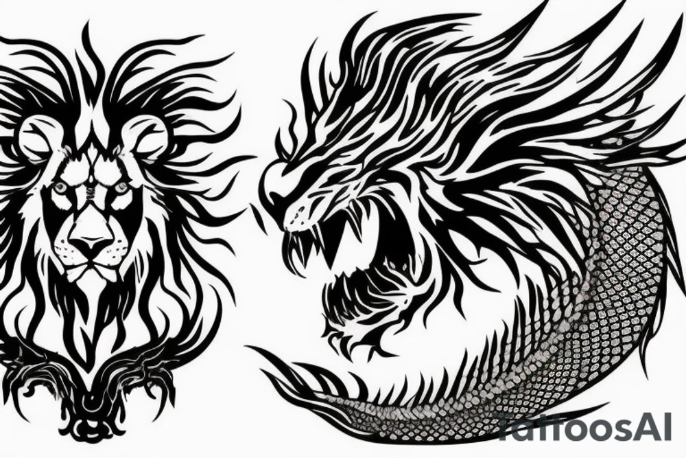 lion mane like dragon scales tattoo idea
