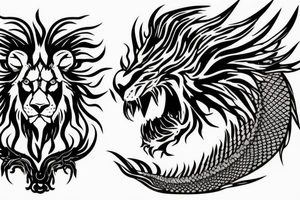 lion mane like dragon scales tattoo idea