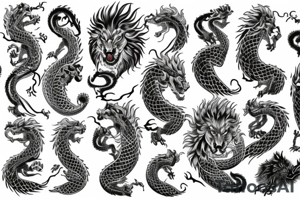 lion mane like dragon scales tattoo idea