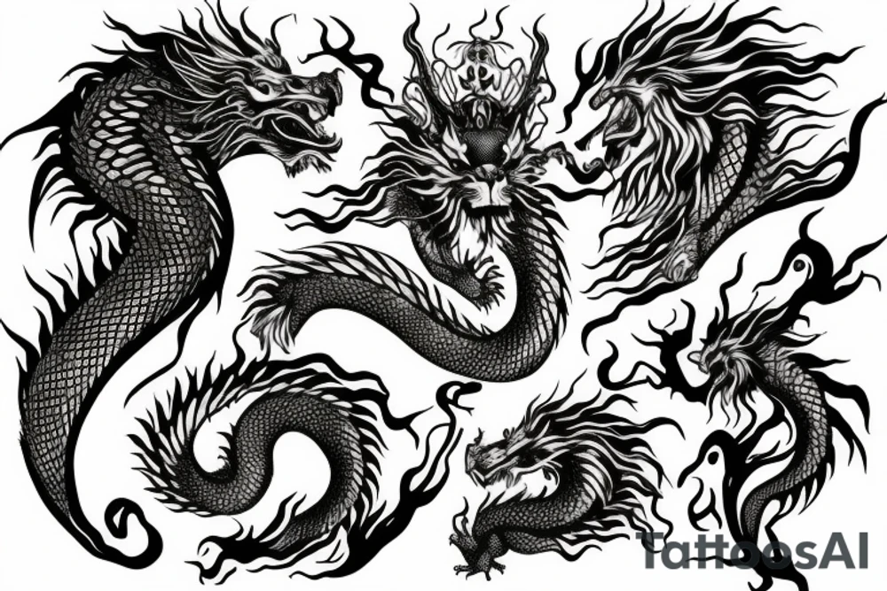 lion mane like dragon scales tattoo idea
