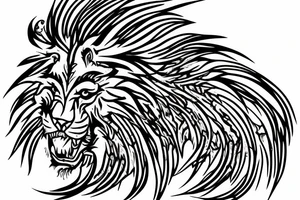 lion mane drawn as dragon scales tattoo idea