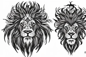 lion mane drawn as dragon scales tattoo idea