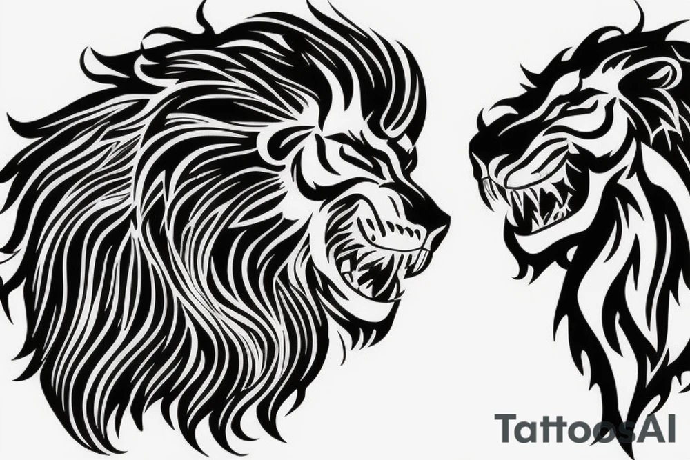 lion mane drawn as dragon scales tattoo idea
