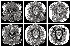 lion mane hair drawn as dragon scales tattoo idea