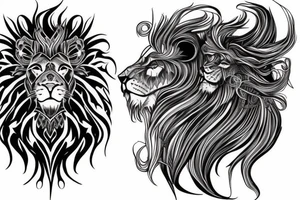 lion mane hair drawn as dragon scale armour tattoo idea