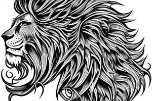 lion mane hair drawn as dragon scale armour tattoo idea