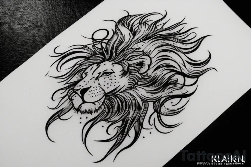 Lion mane hair drawn as small plate armour tattoo idea