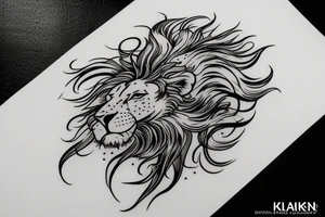 Lion mane hair drawn as small plate armour tattoo idea