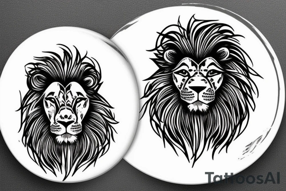 Lion mane hair drawn as small plate armour tattoo idea
