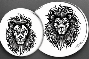Lion mane hair drawn as small plate armour tattoo idea