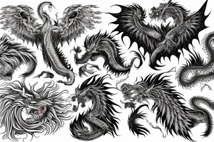 lion dragon shaman pegasus
 mystical
 lions mane
dragons wings
dragons feet
abstract negative space
dark
hallucinogenic tattoo idea