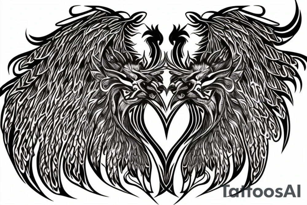 lion dragon shaman pegasus
 mystical
 lions mane
dragons wings
dragons feet
abstract negative space
dark
hallucinogenic
Divinely Illuminated tattoo idea