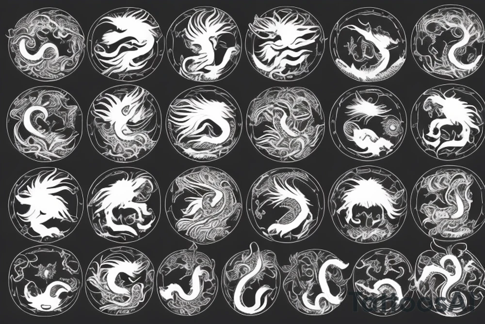 lion dragon shaman pegasus
 mystical
 lions mane
dragons wings
dragons feet
abstract negative space
dark
hallucinogenic
Fortune teller
Snow globe tattoo idea