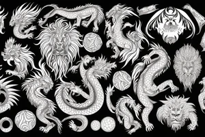 lion dragon shaman pegasus
 mystical
 lions mane
dragons wings
dragons feet
abstract negative space
dark
hallucinogenic
Fortune teller
Chrystal ball
Orbuculum tattoo idea