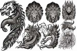 lion dragon shaman pegasus
 mystical
 lions mane
dragons wings
dragons feet
abstract negative space
dark
hallucinogenic
Fortune teller
Chrystal ball
Orbuculum tattoo idea