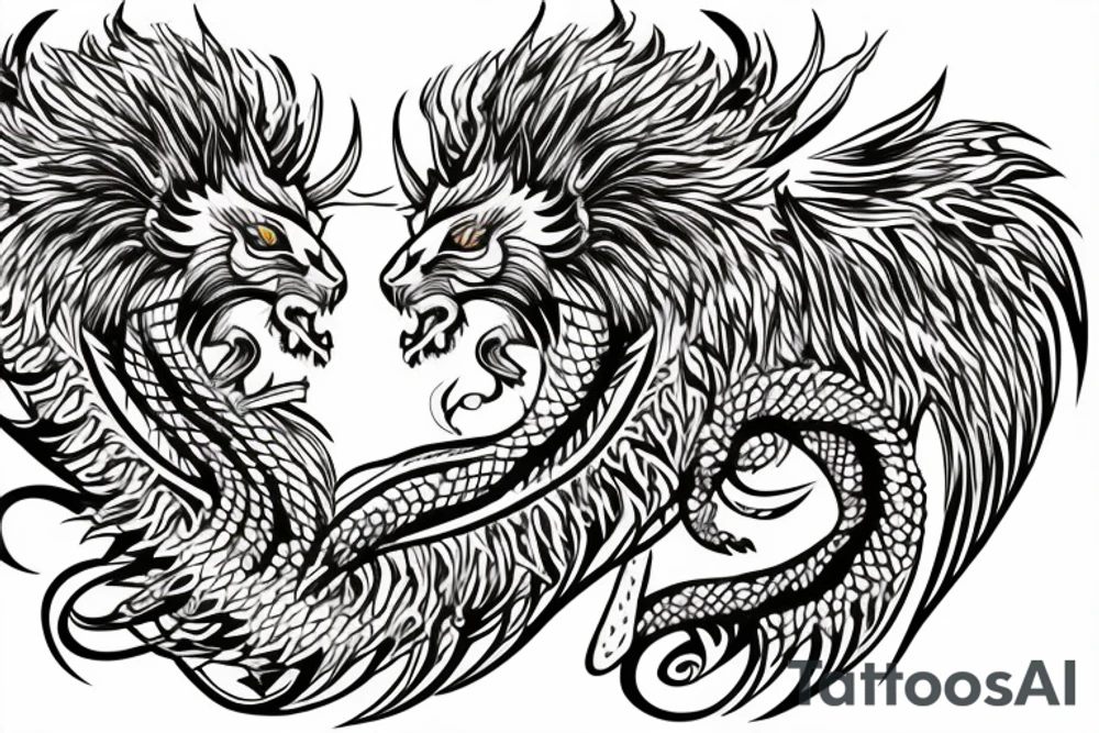 lion dragon shaman pegasus
 mystical
 lions mane
dragons wings
dragons feet
abstract negative space
dark
hallucinogenic
Fortune teller
Chrystal ball
Orbuculum tattoo idea