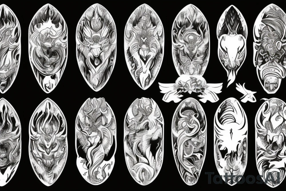 Lion dragon shaman Pegasus
 mystical
 lions mane
dragons wings
dragons feet
abstract negative space
dark
hallucinogenic
Fortune teller
Chrystal ball
Orbuculum tattoo idea