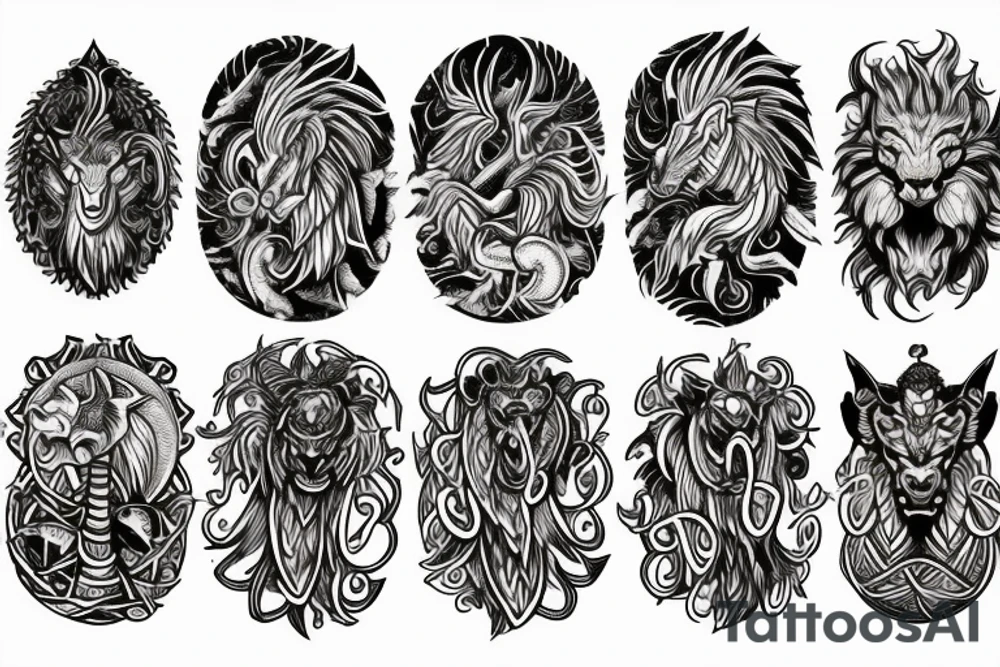 Lion dragon shaman Pegasus
 mystical
 lions mane
dragons wings
dragons feet
abstract negative space
dark
hallucinogenic
Fortune teller
Chrystal ball
Orbuculum tattoo idea